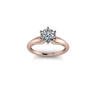 Inel de logodnă din aur roz de 14k, decorat cu piatră de zirconiu