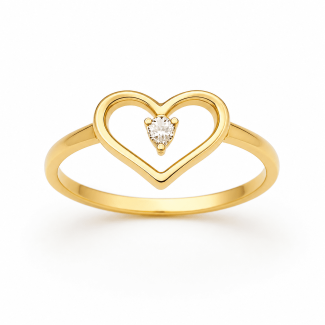 Inel aur 14K model inimă cu zirconiu