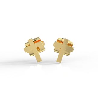 Cercei tip tinta din aur de 14K, model cruce